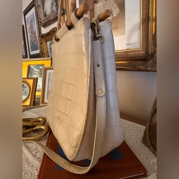 Brahmin Cecelia Croc-Embossed Bag with Bamboo Handles - Picture 9 of 16